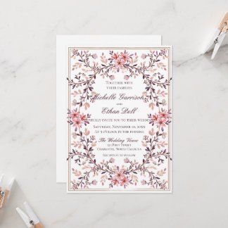 Romantic Watercolor Floral Frame-Fall Colours Invitation