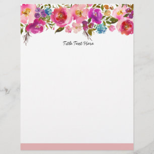 Romantic Watercolor floral, letterhead