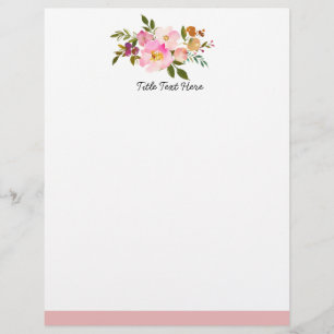 Romantic Watercolor floral, letterhead