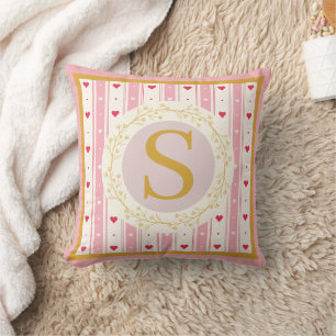 Romantic Watercolor Floral Monogram Keepsake Gift Cushion