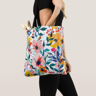 Romantic Watercolor Floral Pattern Pastel Pink  Tote Bag