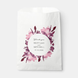 Romantic Watercolor Floral Plum Wedding Favour Bags