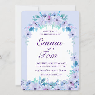Romantic Watercolor Floral Purple Invitation
