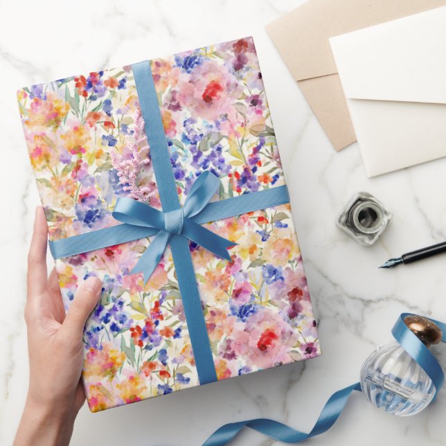 Romantic Watercolor Floral Soft Painterly Garden Wrapping Paper (Gifting)