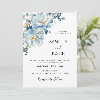 Romantic watercolor floral wedding invitation