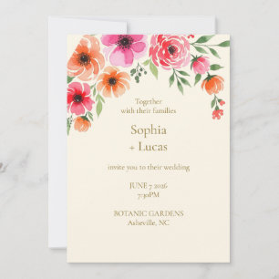 Romantic Watercolor Floral Wedding Invitation