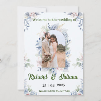 Romantic Watercolor Floral Wedding Invitation" Invitation