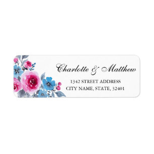 Romantic Watercolor Floral Wedding Return Address