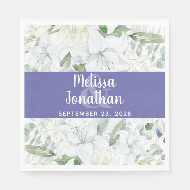Romantic watercolor floral white flowers wedding   napkin (Front)