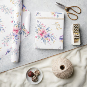Romantic Watercolor Floral Wrapping Paper