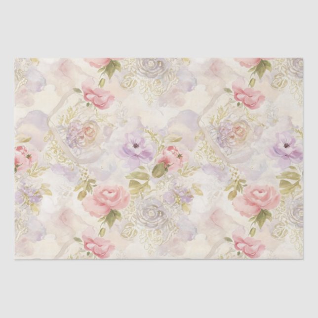 Romantic Watercolor Floral Wrapping Paper - Elegan (Front)