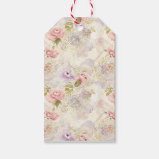 Romantic Watercolor Floral Wrapping Paper - Elegan Gift Tags