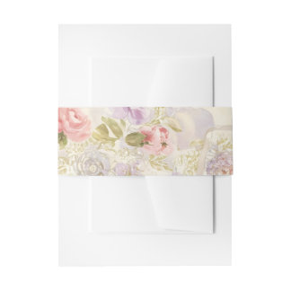 Romantic Watercolor Floral Wrapping Paper - Elegan Invitation Belly Band