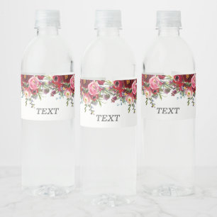 Romantic , Watercolor ,Flower, rustic floral Water Bottle Label