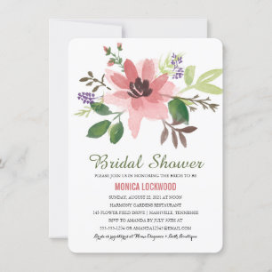 Romantic Watercolor Flowers Bridal Shower Invitation
