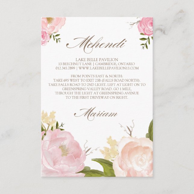 Romantic Watercolor Flowers Custom Order Card (Front)