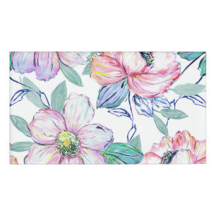 Romantic watercolor flowers hand paint design name tag