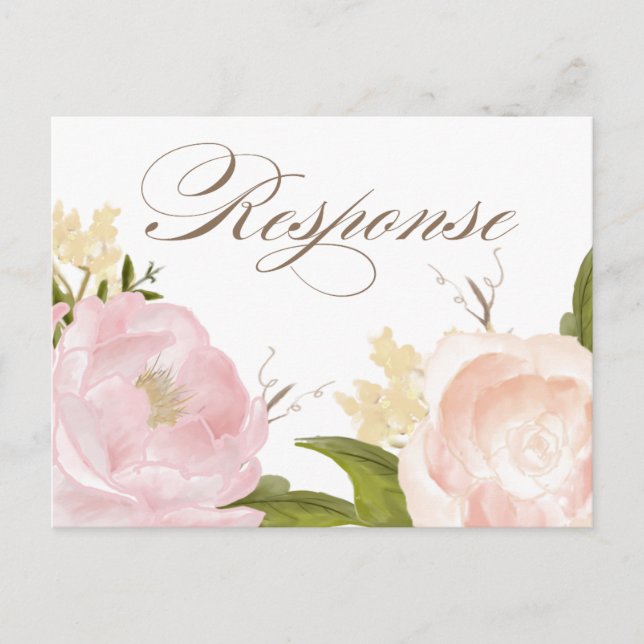 Romantic Watercolor Flowers RSVP Postcard III (Front)