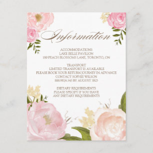 Romantic Watercolor Flowers Wedding Information Enclosure Card