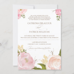 Romantic Watercolor Flowers Wedding Invitation II