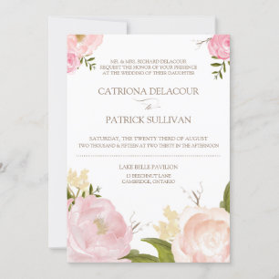 Romantic Watercolor Flowers Wedding Invitation III