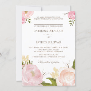 Romantic Watercolor Flowers Wedding Invitation III