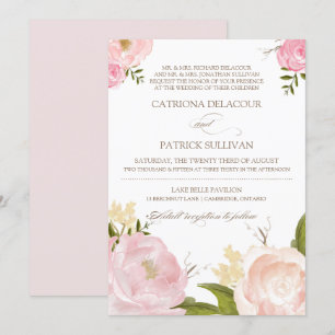 Romantic Watercolor Flowers Wedding Invitation V