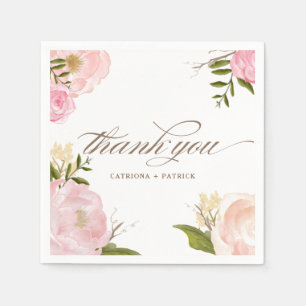 Romantic Watercolor Flowers Wedding Paper Napkin