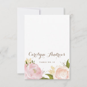 Romantic Watercolor Flowers Wedding Place Card