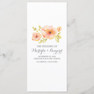 romantic watercolor flowers wedding programs programme