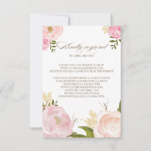 Romantic Watercolor Flowers Wedding RSVP Card II