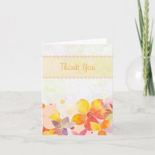 Romantic Watercolor Flowers Wedding Thank You Card
