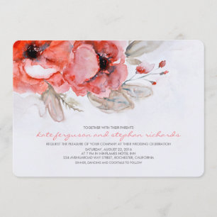 Romantic Watercolor Flowers Whimsical Wedding Invitation