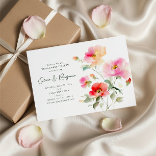 Romantic Watercolor Garden Engagement Party Invitation