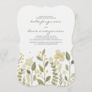 Romantic Watercolor Garden Flower Rehearsal Dinner Invitation