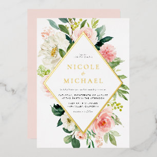Romantic Watercolor Garden Flowers QR Code Wedding