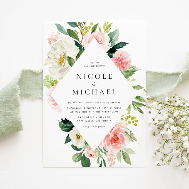Romantic Watercolor Garden Flowers QR Code Wedding Invitation (Romantic Watercolor Garden Flowers QR Code Wedding Invitation)