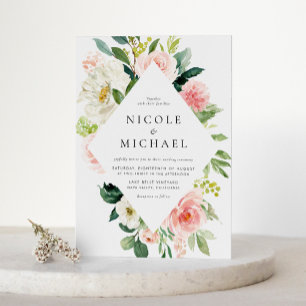 Romantic Watercolor Garden Flowers Wedding Invitation Postcard