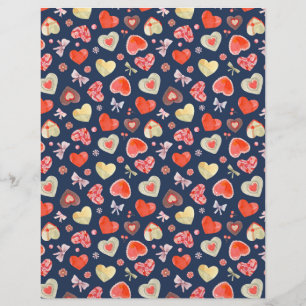 Romantic Watercolor Hearts  Custom Letterhead