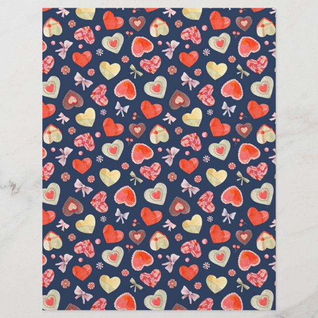 Romantic Watercolor Hearts  Custom Letterhead (Front)