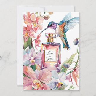 Romantic Watercolor Hummingbird & Orchid card
