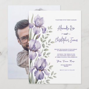 Romantic Watercolor Iris Garden Wedding Invitation