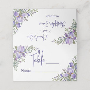 Romantic Watercolor Iris Garden Wedding Table Place Card