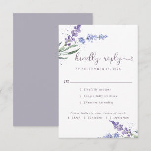 Romantic Watercolor Lavender Floral Meal Choice RSVP Card
