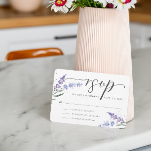 Romantic Watercolor Lavender Floral RSVP Card