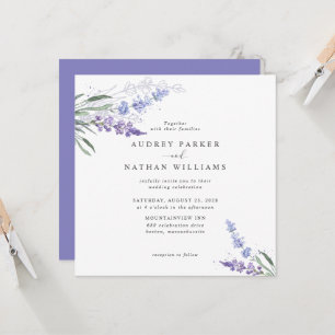 Romantic Watercolor Lavender Floral Wedding Invitation