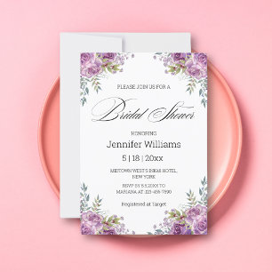 Romantic Watercolor Lilac Botanical Bridal Shower Invitation
