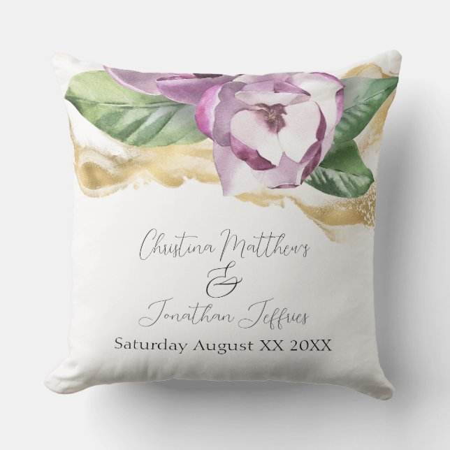 Romantic Watercolor Magnolia Cushion (Front)