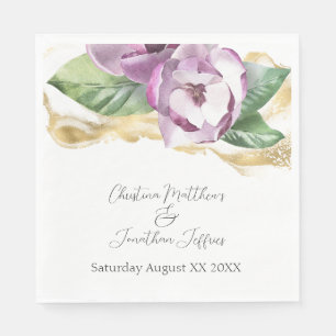 Romantic Watercolor Magnolia Napkin
