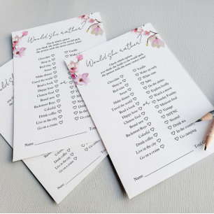 Romantic Watercolor Magnolia Would She Rather Game Flyer